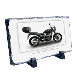 Triumph Street Twin Motorbike Coaster natural slate rock with stand 10x15cm