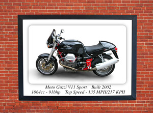 Moto Guzzi V11 Sport Motorcycle - A3/A4 Size Print Poster