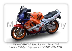 Honda CBR600F 2004 Motorcycle - A3/A4 Size Print Poster