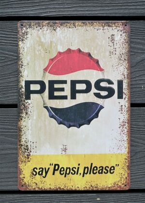Pepsi Metal Garage Sign Wall Plaque Vintage mancave 8 x 12 inches - A4