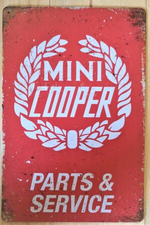 Mini Cooper Parts & Service Pub Garage Art Metal Sign Vintage Art