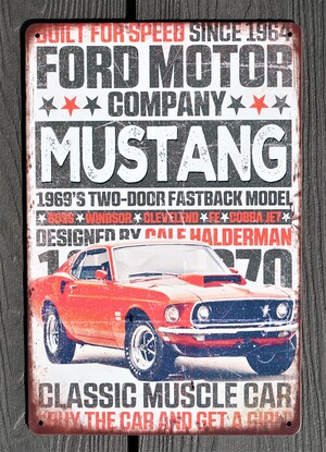 Ford Mustang Aluminium Garage Art Metal Sign 30cm x 20cm - 12 Inches x 8 Inches