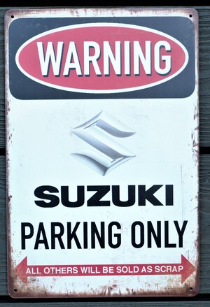 Suzuki Parking Only Motorbike Motorcycle Metal Aluminium Garage Art Metal Sign
