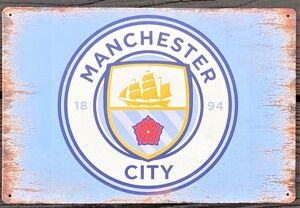 Manchester City Football Club Metal Garage Sign