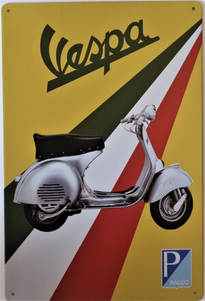 Vespa Aluminum Motorcycle Garage Art Metal Sign 30cm x 20cm - 12 Inches x 8 Inches
