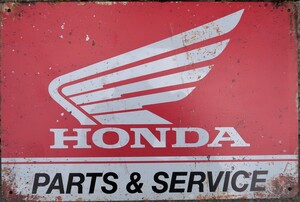 Honda Parts and Service Motorcycle Garage Art Metal Sign
