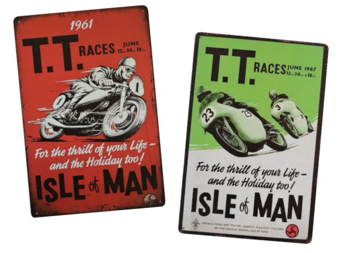 Isle of Man Metal Garage Signs Vintage Motorcycle